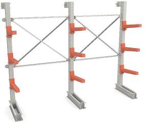 Двухсекционный односторонний консольный стеллаж с 3 уровнями консолей