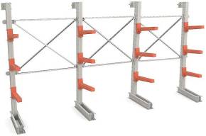 Трехсекционный односторонний консольный стеллаж с 3 уровнями консолей